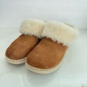 OluKai Tan Shearling-Lined Slippers